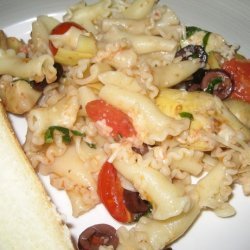 Pasta With Sauteed Tomatoes, Olives and Artichokes recipe