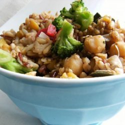 Easy Balsamic Chickpea, Brown Rice & Broccoli Salad recipe
