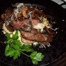 Mushroom Topped Steaks With Creamy Polenta recipe