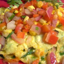 Tex-Mex Spinach Omelet With Corn-Pepper Relish recipe