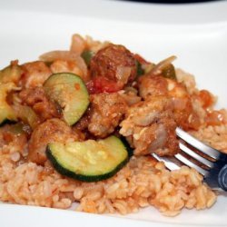 Mexican Zucchini and Chicken over Rice recipe
