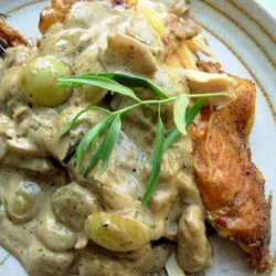 Crispy Roast Chicken With Riesling, Grapes and Tarragon recipe