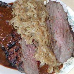 Grilled London Broil With Caramelized Onions recipe