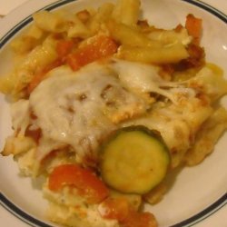 Grilled Chicken & Veggie Three Cheese Pasta Bake recipe