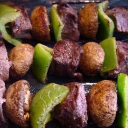 Beef, Pepper & Mushroom Kabobs recipe