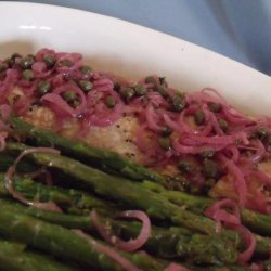 Lemon Butter Salmon With Capers and Asparagus recipe