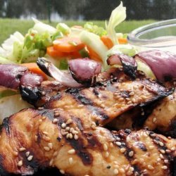 Chicken Sesame Kabobs With Salad recipe