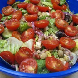 Mediterranean Garbanzo Salami Salad recipe