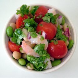 Edamame and Bean  Salad With Shrimp and Fresh Salsa recipe