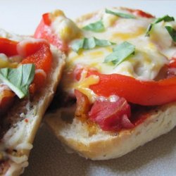 Chicken and Roasted Red Bell Pepper Ciabatta Pizzas recipe