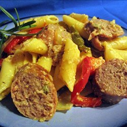 Roasted Peppers and Sausage Pasta With Dijon Vinaigrette recipe