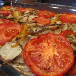 Potato Gratin With Peppers, Onions and Tomatoes recipe