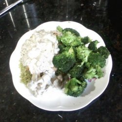Chicken Parmesan with Mushroom Rosemary Sauce and Steamed Broccoli recipe