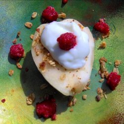 Crunchy Yoghurt and Raspberry Pears recipe