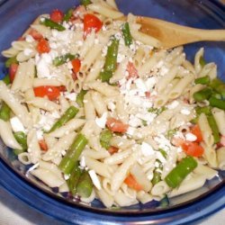 Red, Gold and Green Asparagus- Tomato- Pasta Salad recipe