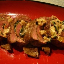 Flank Steak Stuffed With Blue Cheese, Spinach, and Bacon recipe