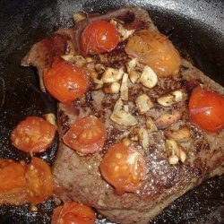 Sirloin Steak with Tomatoes and Garlic (for 1 double for 2) recipe
