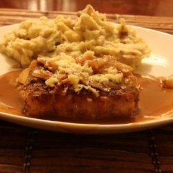 Pork Chops With Caramelized Onions and Smoked Gouda recipe
