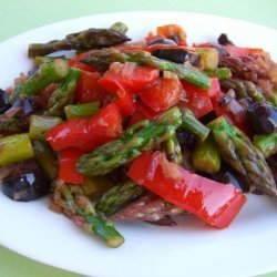 Sauteed Asparagus with Red Peppers & Olives recipe