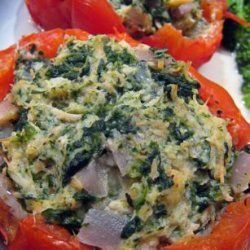 Baked Tomatoes Stuffed With Chicken and Spinach recipe
