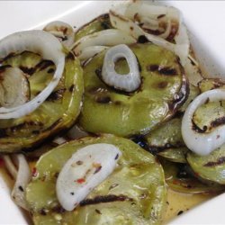 Grilled Green Tomatoes & Onions recipe