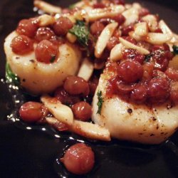 Pan-Seared Scallops With Champagne Grapes and Almonds recipe