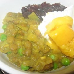 Lentil and Rhubarb Curry With Potatoes and Peas recipe
