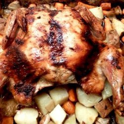 Oven Roasted Whole Lemon-Pepper Chicken and Veggies recipe