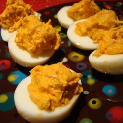 Buffalo Chicken Deviled Eggs (Aka Buffalo Horns) recipe