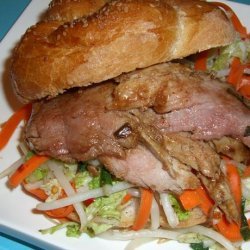 Ming Tsai's Hoisin Pork Tenderloin Sandwiches With Napa Slaw recipe