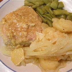 Skillet Pork Chops with Potatoes and Onion recipe