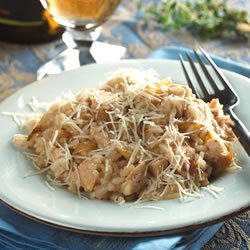 Roasted Chicken with Risotto and Caramelized Onions recipe
