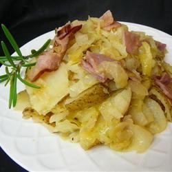 Skillet Ham, Cabbage and Potatoes recipe
