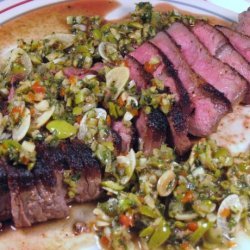 New York Strip Steak With Kalamata-Olive Chimichurri recipe