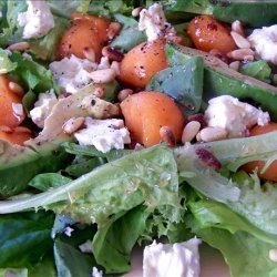 Avocado, Feta, Honeydew on Greens Topped With Pine Nuts recipe