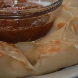 Won Ton Wrapped Chicken With Apricot Dipping Sauce recipe
