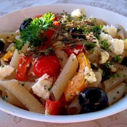 Penne Pasta With Feta and Summer Vegetables recipe