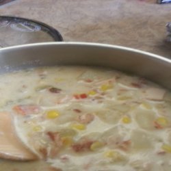 Chicken Corn Chowder with Roasted Red Peppers recipe