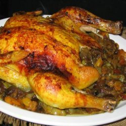 Roast Chicken With Dried Fruit and Almonds recipe