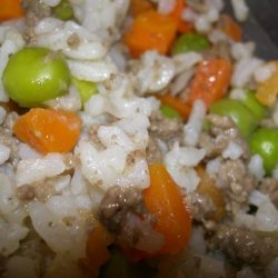 Beef, Rice, Peas and Carrots One Dish Meal recipe