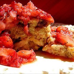 Bread Pudding With Raspberry/Strawberry Topping recipe
