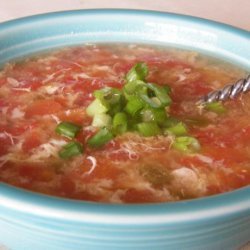 Egg Drop & Tomato With Green Chilies Soup recipe
