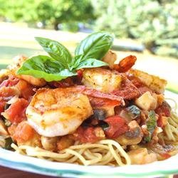 Linguine Pasta with Shrimp and Tomatoes recipe
