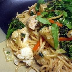 Linguine with Chicken and Sauteed Vegetables recipe