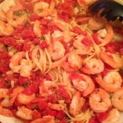 Tomato Shrimp Scampi on Fettuccine recipe