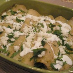 Green Jalapeno and Tomatillo Chicken Enchiladas recipe