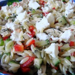 Lemony Orzo-Veggie Salad With Chicken recipe