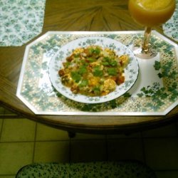Redfish With Shrimp Topping and Mexican Blend Cheese over Rice recipe