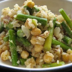 Super-Quick Brown Rice With Asparagus, Chickpeas, and Almonds recipe