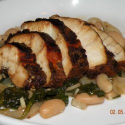 Balsamic Chicken With White Beans and Wilted Spinach-Rachael Ray recipe